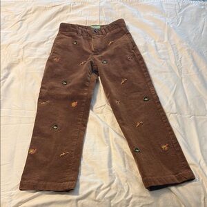 Castaway Boys Brown Corduroy Thanksgiving Pants with Embroidery